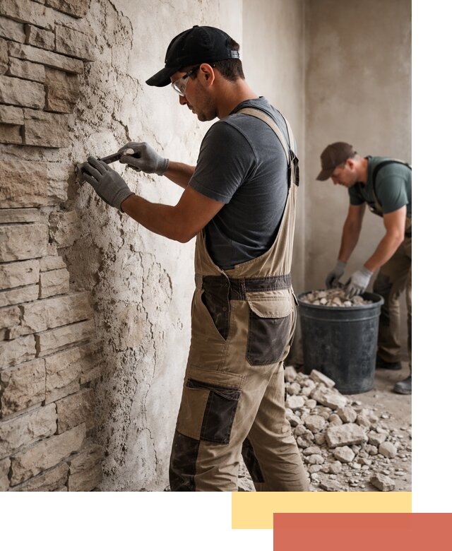 Демонтаж декоративного камня в Нижневартовске профессионально и безопасно