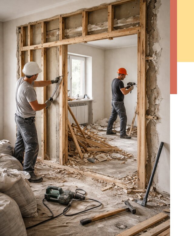 Демонтаж деревянных перегородок в Нижневартовске от 3315 руб. — быстро и недорого | ОТДЕЛОЧНИК-Нжт