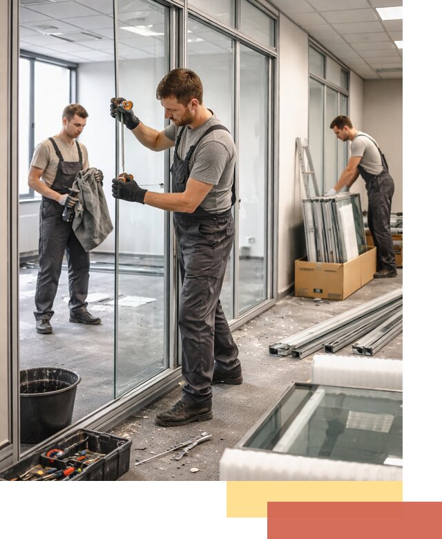 Демонтаж стеклянных перегородок в Нижневартовске быстро и безопасно