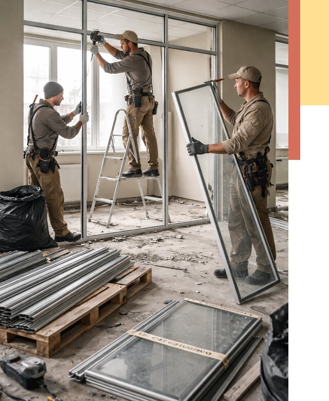 Демонтаж алюминиевых перегородок в Нижневартовске от 4351 руб. — быстро и недорого | ОТДЕЛОЧНИК-Нжт