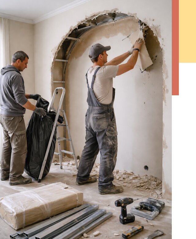 Демонтаж арки из гипсокартона в Нижневартовске от 3626 руб. — услуги под ключ | ОТДЕЛОЧНИК-Нжт