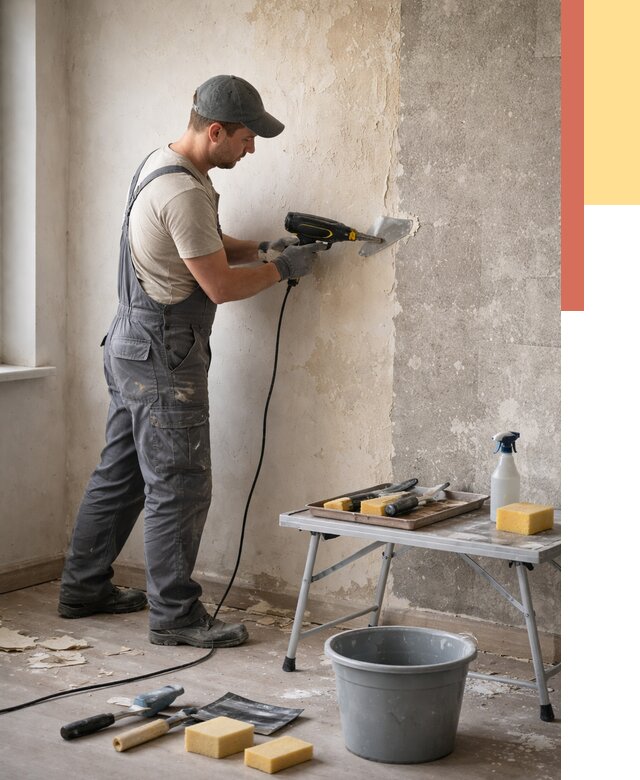 Очистка стен от клея в Нижневартовске от 1917 руб. — снятие и удаление клея со стен | ОТДЕЛОЧНИК-Нжт