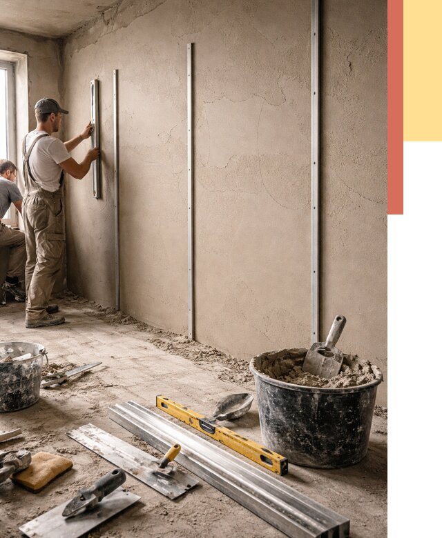 Штукатурка стен по маякам в Нижневартовске от 5698 руб./м² — выравнивание под ключ | ОТДЕЛОЧНИК-Нжт