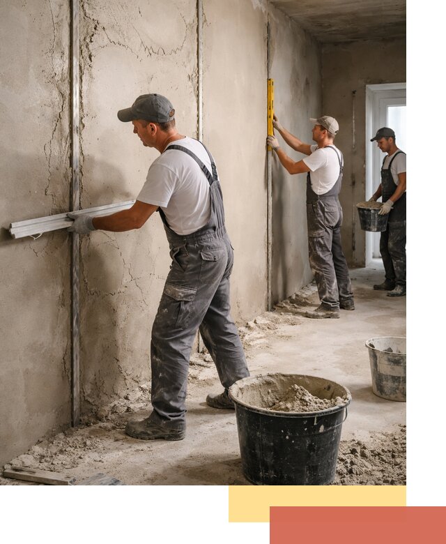 Штукатурка стен по маякам в Нижневартовске — точная и ровная поверхность