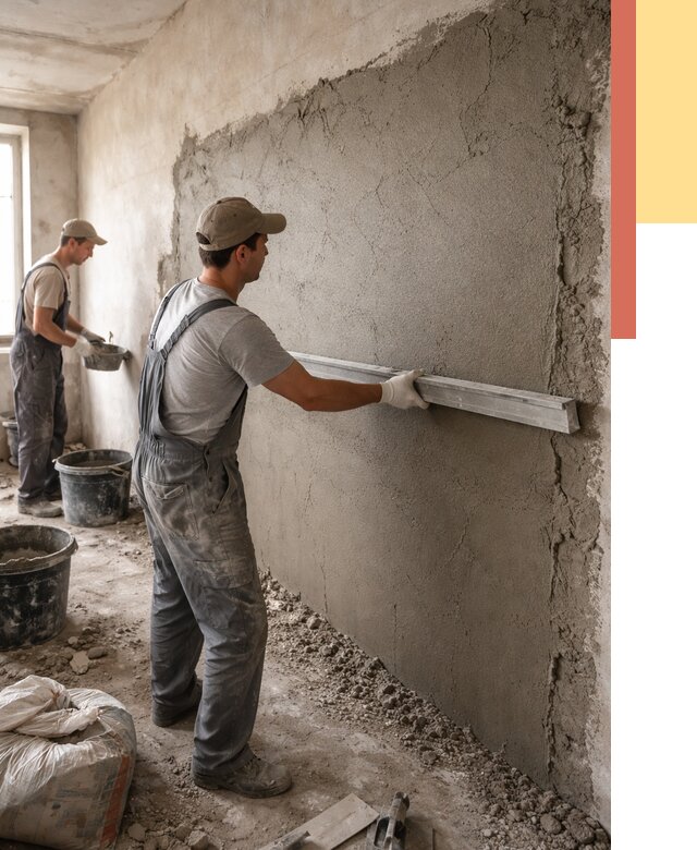 Цементная штукатурка стен в Нижневартовске от 4662 руб/м2 — быстро и недорого | ОТДЕЛОЧНИК-Нжт