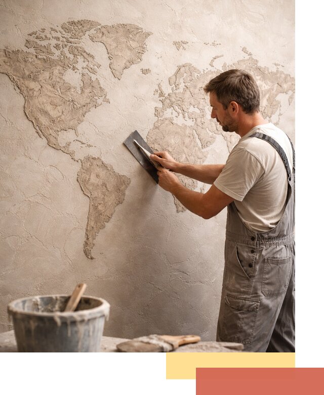 Декоративная штукатурка «Карта мира» под ключ в Нижневартовске