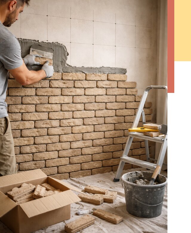 Монтаж декоративного кирпича в Нижневартовске от 3315 руб./м² — быстро и недорого | ОТДЕЛОЧНИК-Нжт