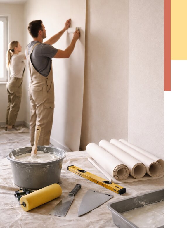 Поклейка бумажных обоев в Нижневартовске от 5698 руб./м2 — быстро и недорого | ОТДЕЛОЧНИК-Нжт