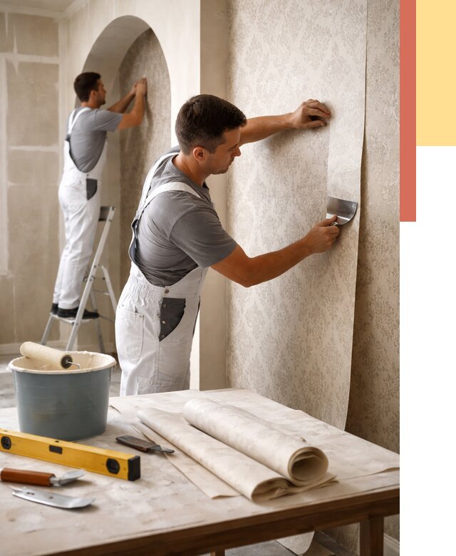 Поклейка обоев на сложные стены в Нижневартовске от 2901 руб. под ключ | ОТДЕЛОЧНИК-Нжт