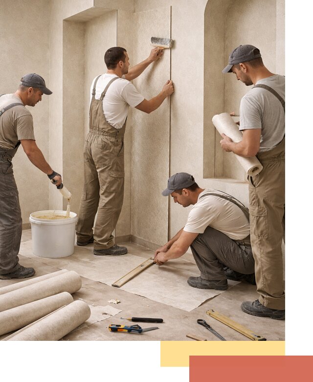 Поклейка обоев на сложные стены и неровные поверхности в Нижневартовске