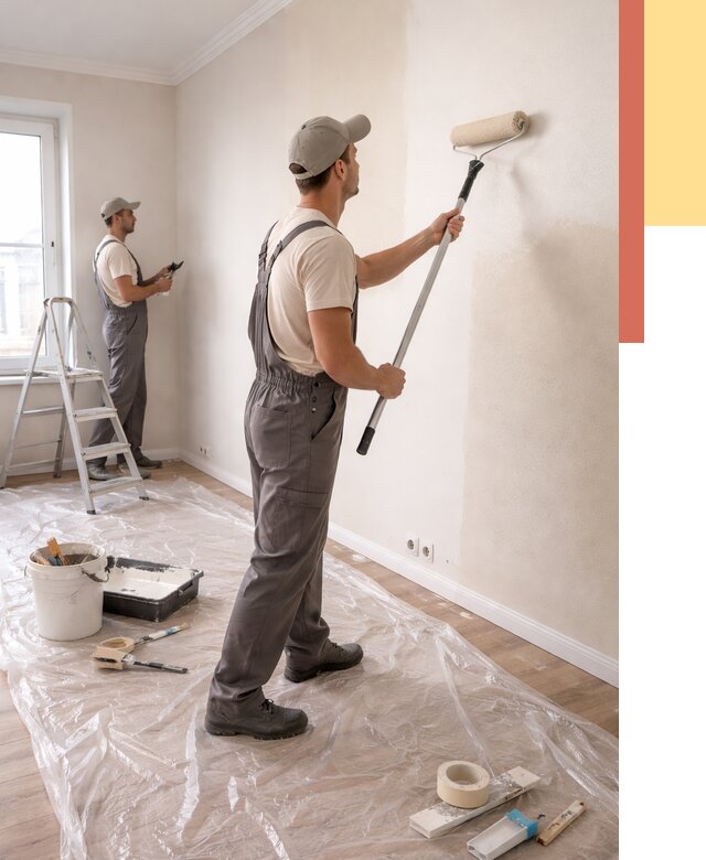 Покраска стен акриловой краской в Нижневартовске от 3626 руб./м² — быстро и недорого | ОТДЕЛОЧНИК-Нжт