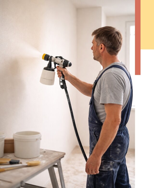 Покраска стен краскопультом в Нижневартовске от 7770 руб. — механизированная покраска | ОТДЕЛОЧНИК-Нжт