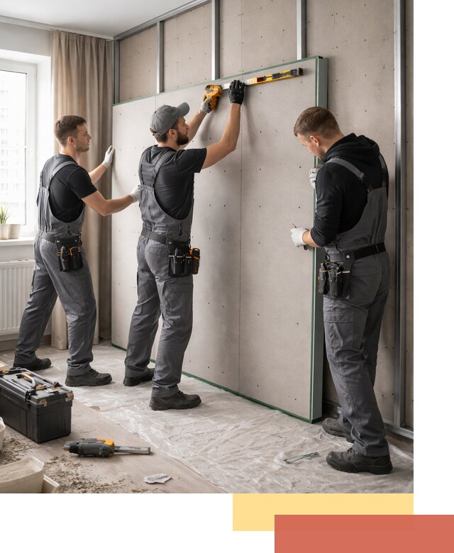 Шумоизоляция стен панелями ЗИПС в Нижневартовске для жилых и коммерческих помещений