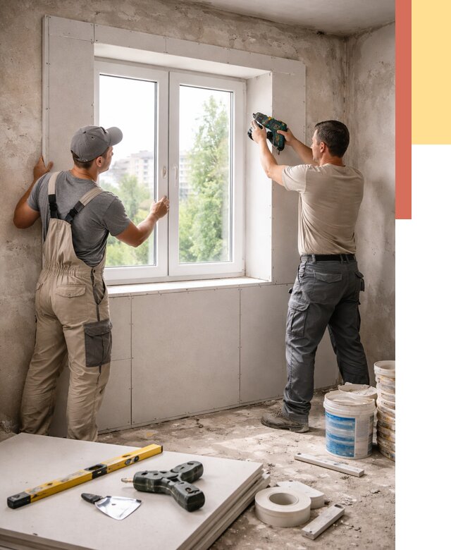 Монтаж откосов из гипсокартона в Нижневартовске от 4662 руб. под ключ | ОТДЕЛОЧНИК-Нжт