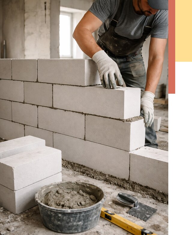 Кладка перегородок из силикатного блока в Нижневартовске от 4144 руб. под ключ | ОТДЕЛОЧНИК-Нжт