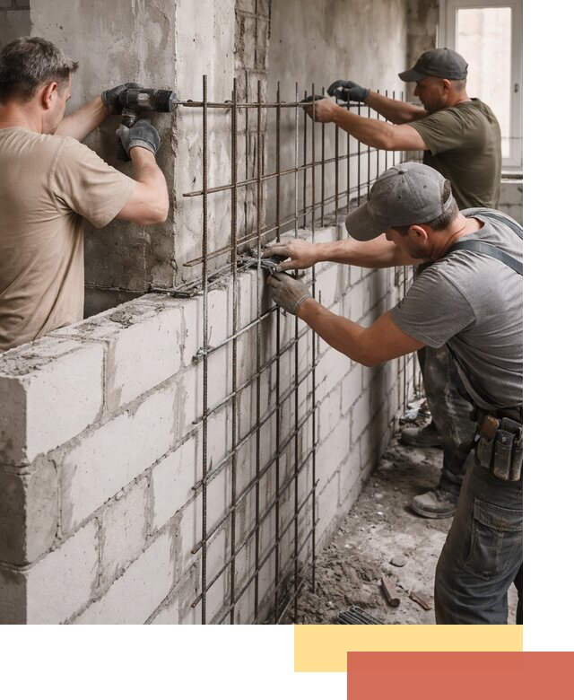 Армирование кладки перегородок в Нижневартовске профессионально и надёжно