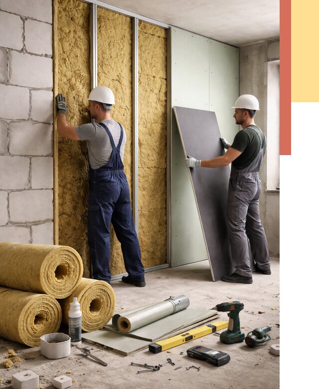 Шумоизоляция перегородок из блоков в Нижневартовске от 1917 руб./м² — быстро и недорого | ОТДЕЛОЧНИК-Нжт