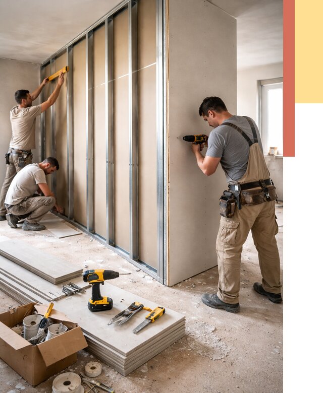 Монтаж однослойной перегородки из гипсокартона в Нижневартовске от 673 руб. | ОТДЕЛОЧНИК-Нжт