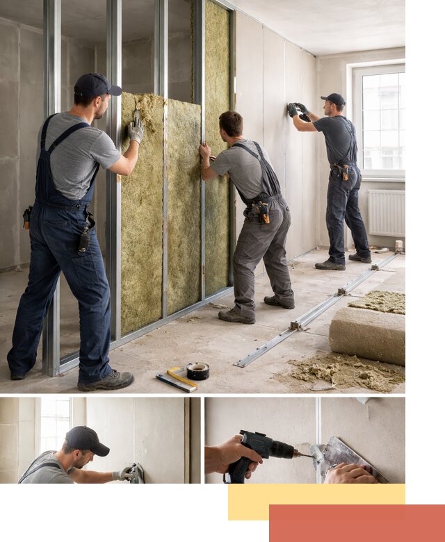 Перегородка из гипсокартона с шумоизоляцией в Нижневартовске — монтаж под ключ