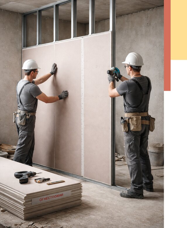 Перегородка из огнестойкого гипсокартона в Нижневартовске от 1917 руб. под ключ | ОТДЕЛОЧНИК-Нжт