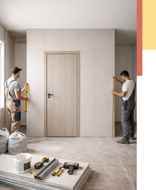 Перегородка из гипсокартона с дверью в Нижневартовске от 4662 руб. под ключ | ОТДЕЛОЧНИК-Нжт