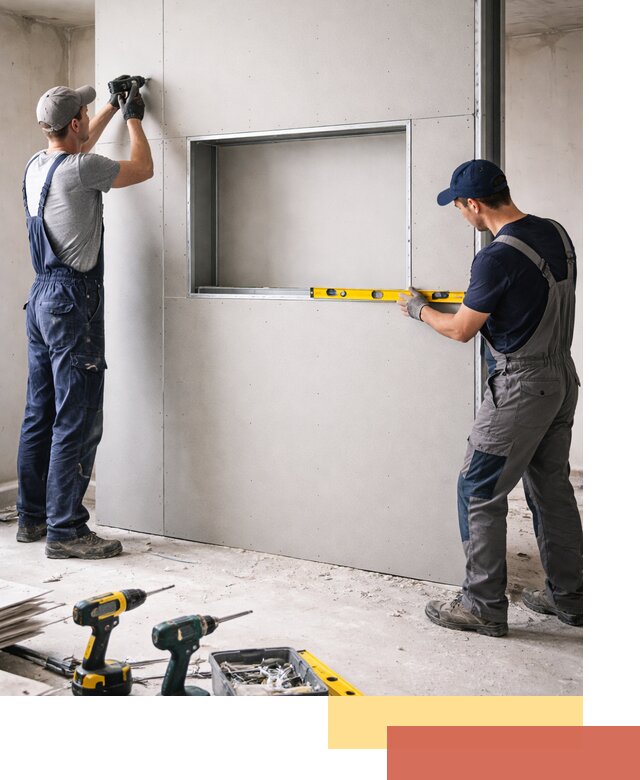 Перегородка из гипсокартона с нишей под декор в Нижневартовске