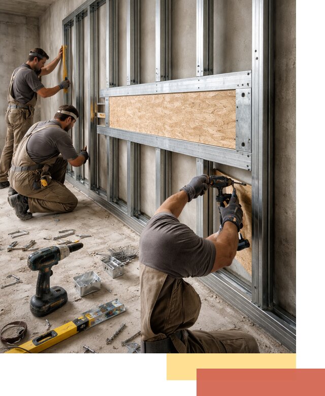 Усиленная перегородка для крепления тяжёлых конструкций в Нижневартовске