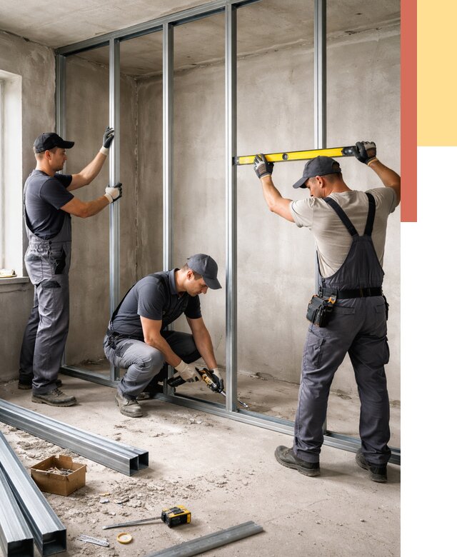 Монтаж каркаса перегородки из профиля в Нижневартовске от 777 руб. | ОТДЕЛОЧНИК-Нжт