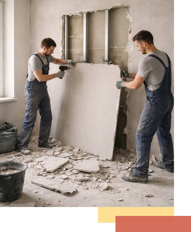 Демонтаж перегородки из гипсокартона в Нижневартовске быстрый и аккуратный