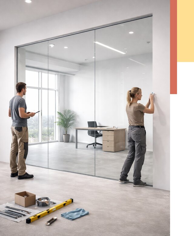 Перегородки из закаленного стекла в Нижневартовске от 9842 руб. под ключ | ОТДЕЛОЧНИК-Нжт