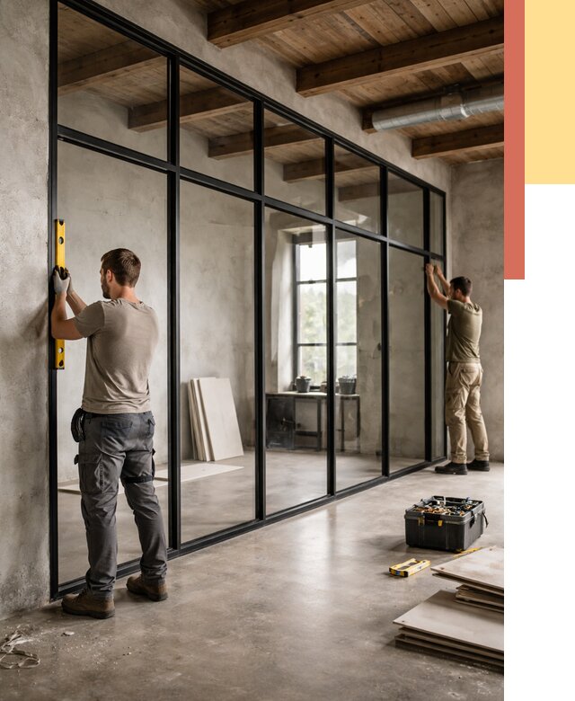 Стеклянные перегородки лофт в Нижневартовске от 10878 руб. под ключ | ОТДЕЛОЧНИК-Нжт