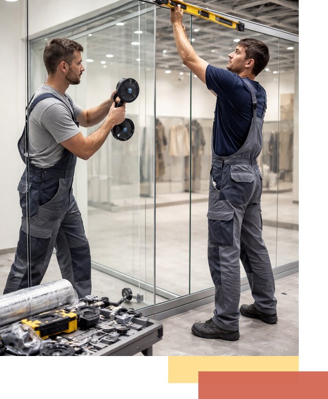 Стеклянные перегородки для магазинов в Нижневартовске — монтаж и установка