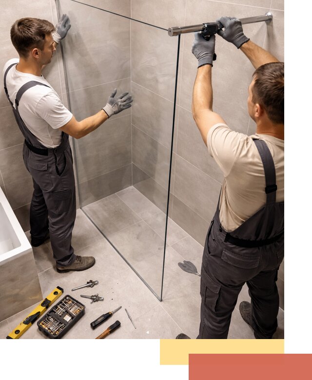 Стеклянные перегородки для душа в Нижневартовске — изготовление и монтаж