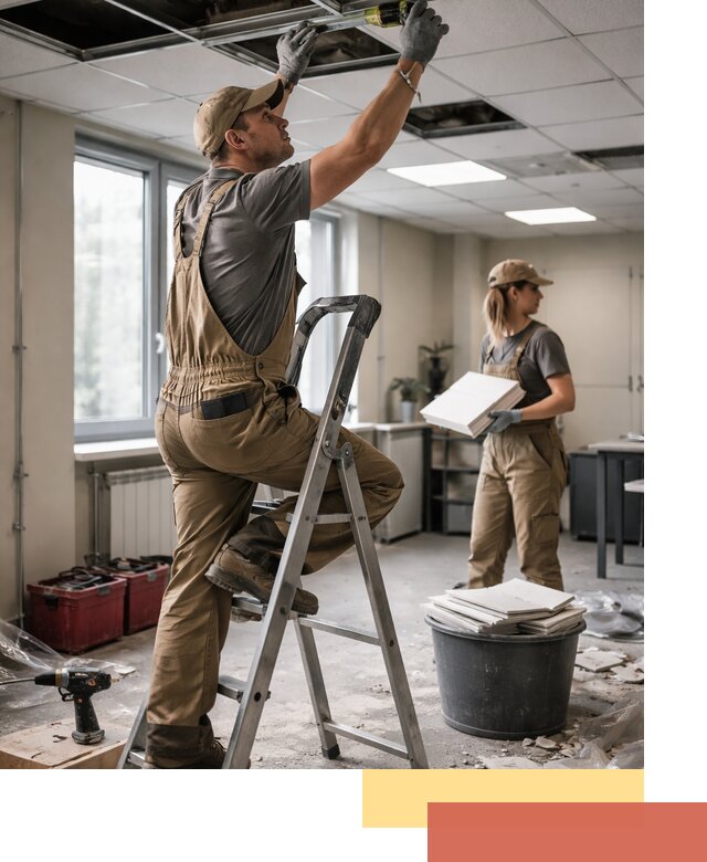 Ремонт потолка Армстронг и замена плит в Нижневартовске