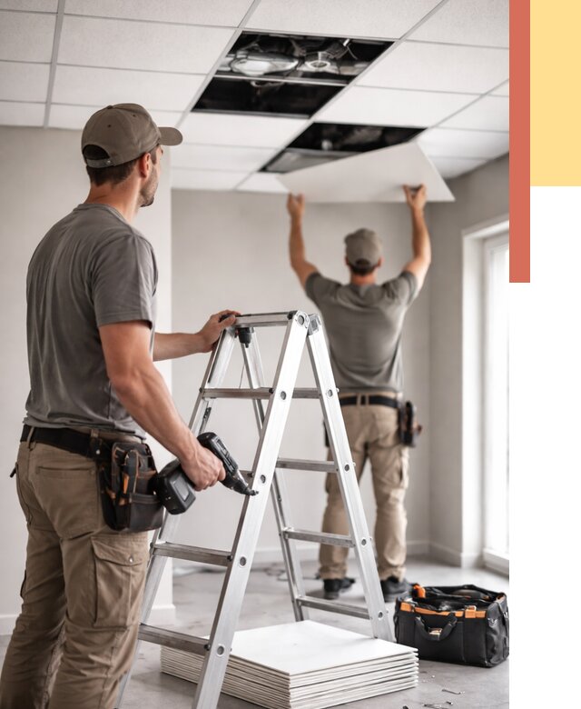 Обслуживание подвесного потолка в Нижневартовске от 3626 руб. — быстро и недорого | ОТДЕЛОЧНИК-Нжт