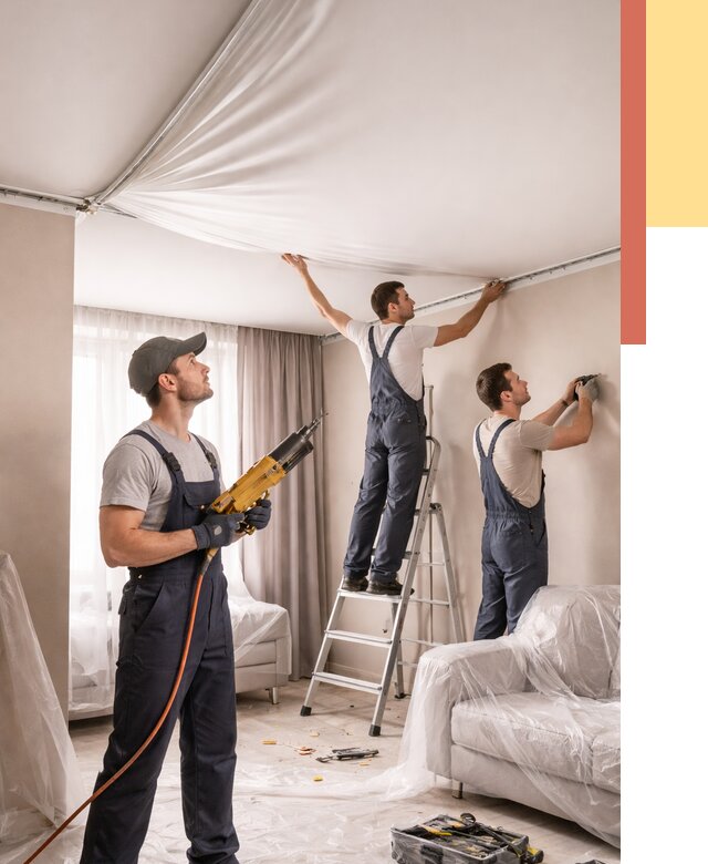 Установка натяжного потолка в Нижневартовске от 4662 руб. | Быстро и недорого — ОТДЕЛОЧНИК-Нжт