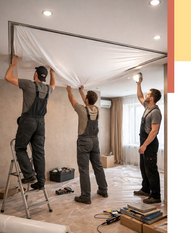 Монтаж ПВХ натяжного потолка в Нижневартовске от 3626 руб. под ключ | ОТДЕЛОЧНИК-Нжт