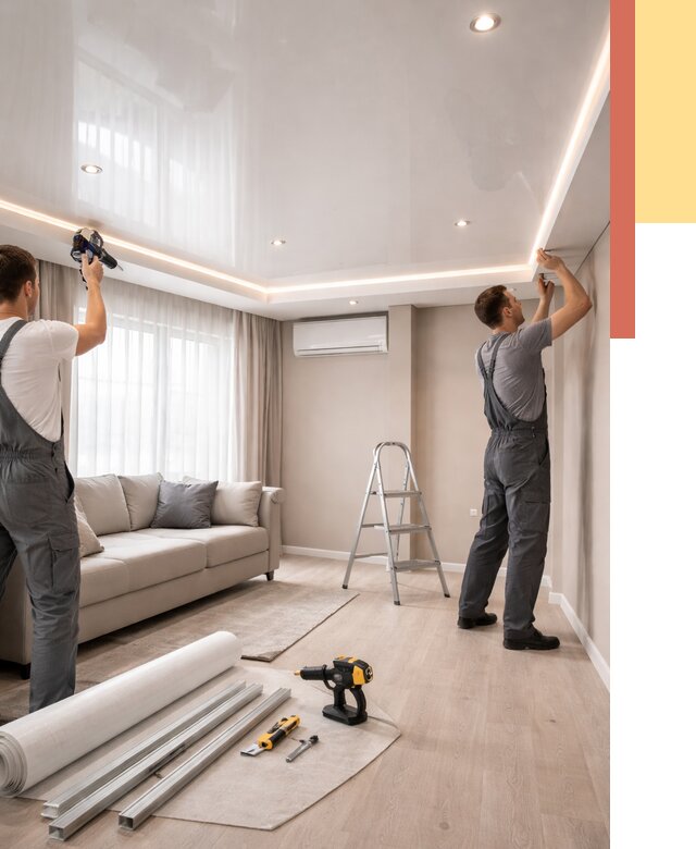 Монтаж глянцевого натяжного потолка в Нижневартовске от 777 руб. под ключ | ОТДЕЛОЧНИК-Нжт