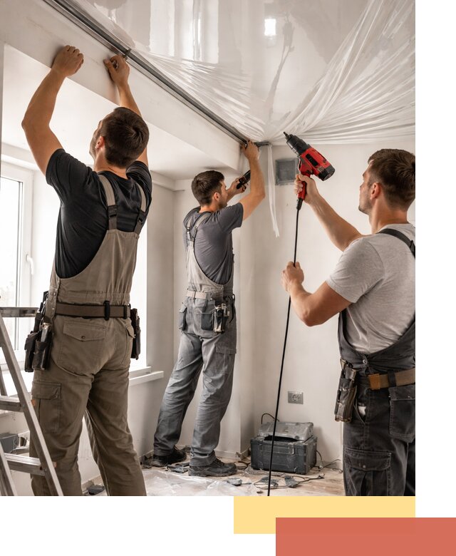 Монтаж глянцевого натяжного потолка в Нижневартовске быстро и качественно