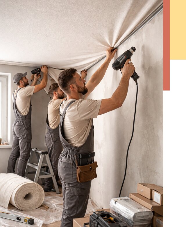 Монтаж фактурного натяжного потолка в Нижневартовске от 777 руб. — ОТДЕЛОЧНИК-Нжт