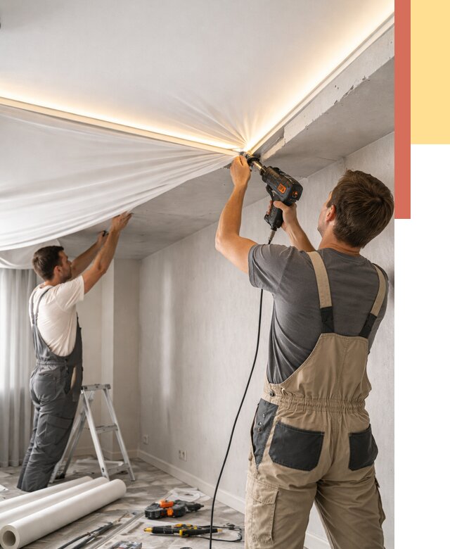 Монтаж натяжного потолка с подсветкой в Нижневартовске от 984 руб. | ОТДЕЛОЧНИК-Нжт