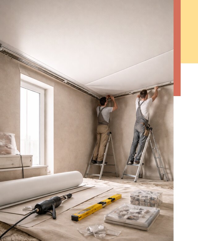 Монтаж натяжного потолка в спальне в Нижневартовске от 3937 руб. под ключ | ОТДЕЛОЧНИК-Нжт