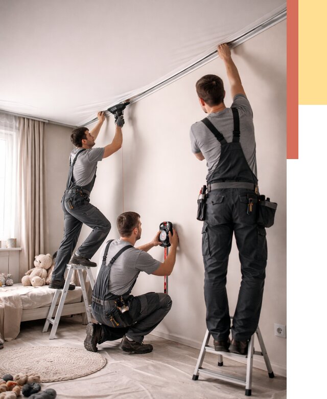 Монтаж натяжного потолка в детской в Нижневартовске от 3626 руб. — быстро и недорого | ОТДЕЛОЧНИК-Нжт