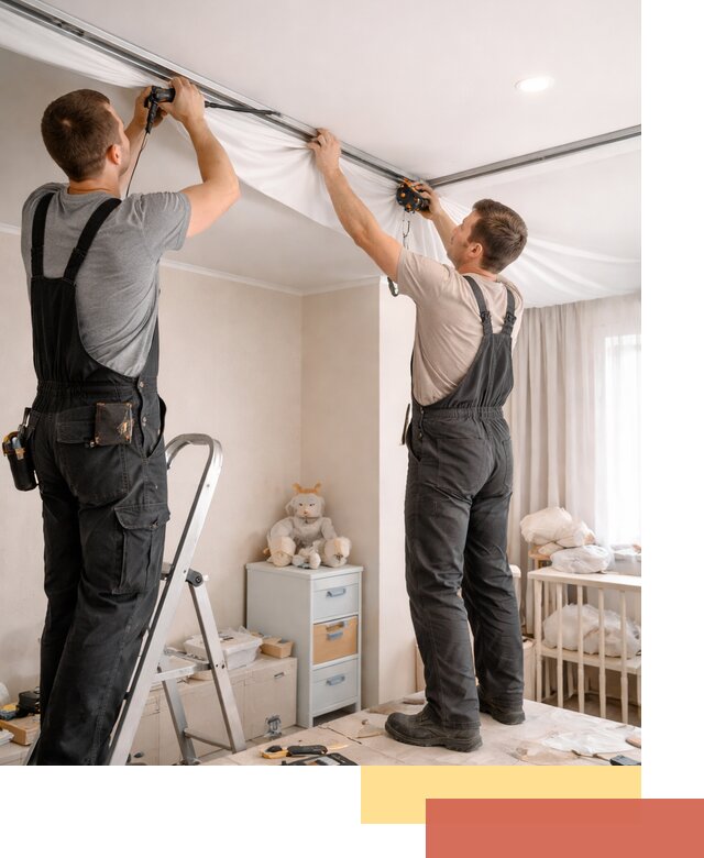 Монтаж натяжного потолка в детской комнате в Нижневартовске