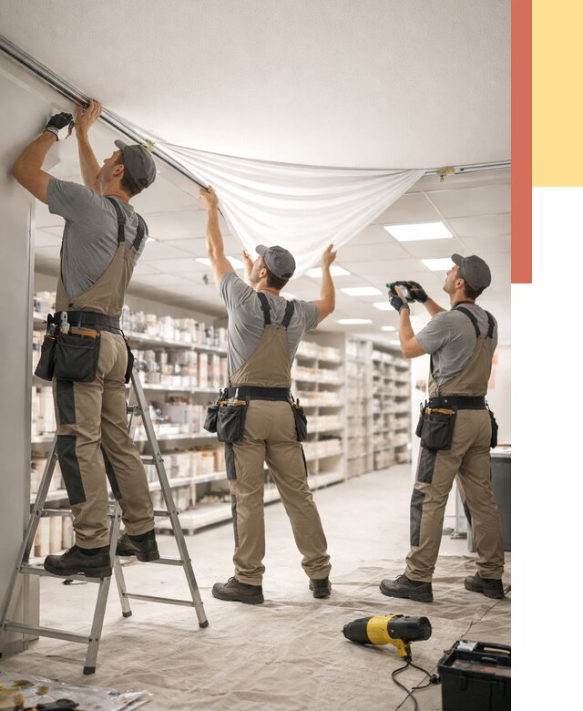 Монтаж натяжного потолка в магазине в Нижневартовске от 4662 руб. быстро и недорого | ОТДЕЛОЧНИК-Нжт