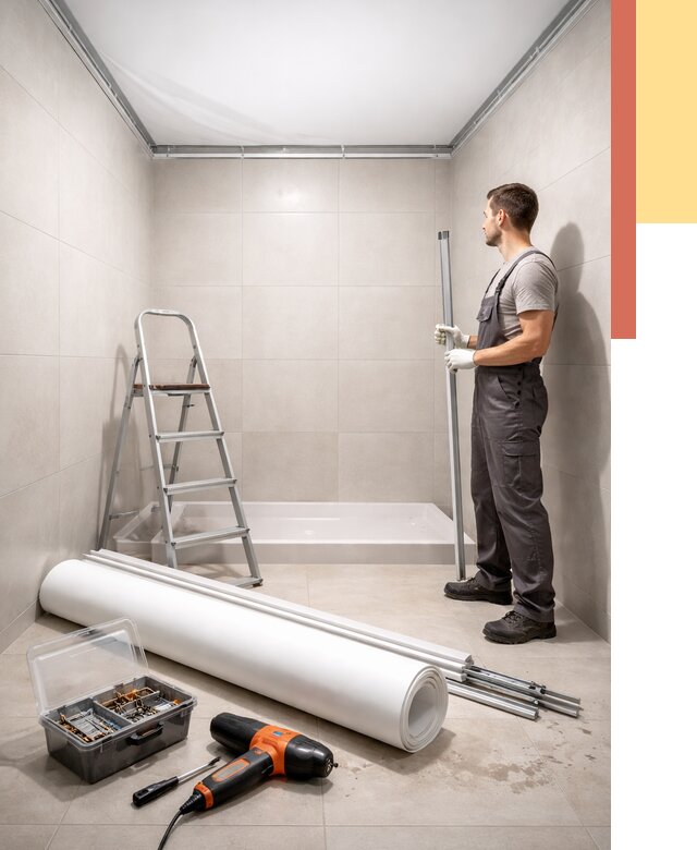 Монтаж натяжного потолка в санузле в Нижневартовске от 1917 руб. — ОТДЕЛОЧНИК-Нжт