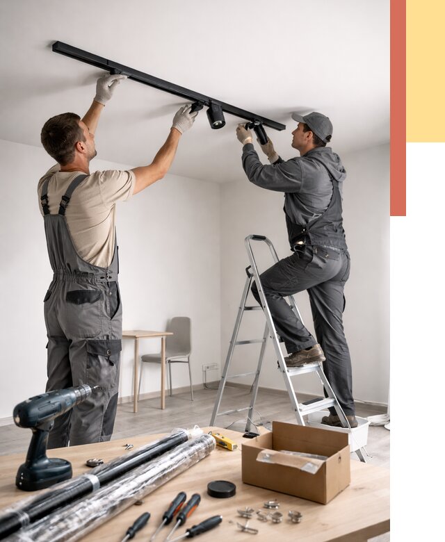 Установка трековых светильников в натяжной потолок в Нижневартовске от 4351 руб. | ОТДЕЛОЧНИК-Нжт