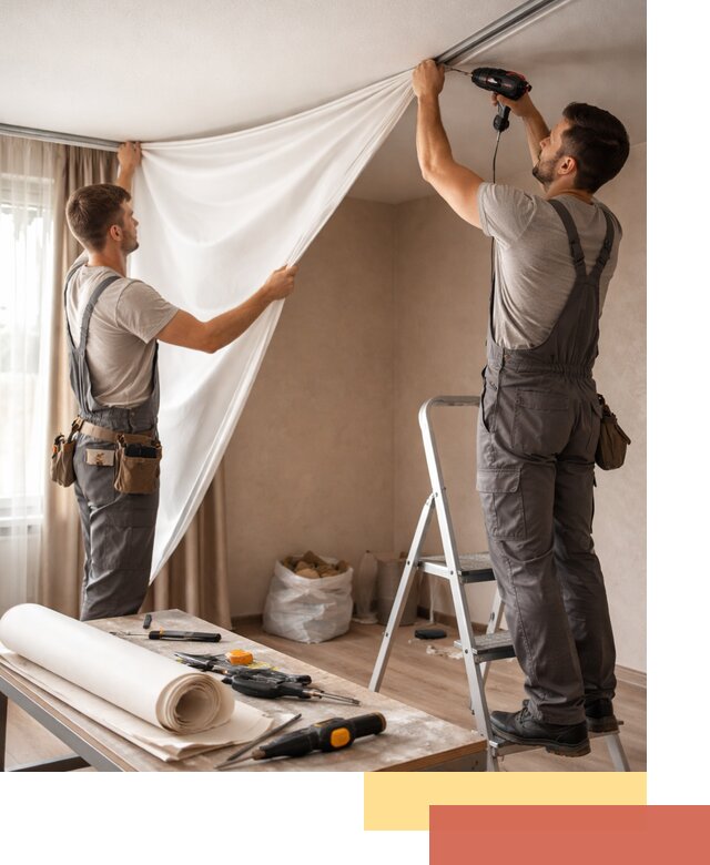 Замена полотна натяжного потолка в Нижневартовске быстро и качественно