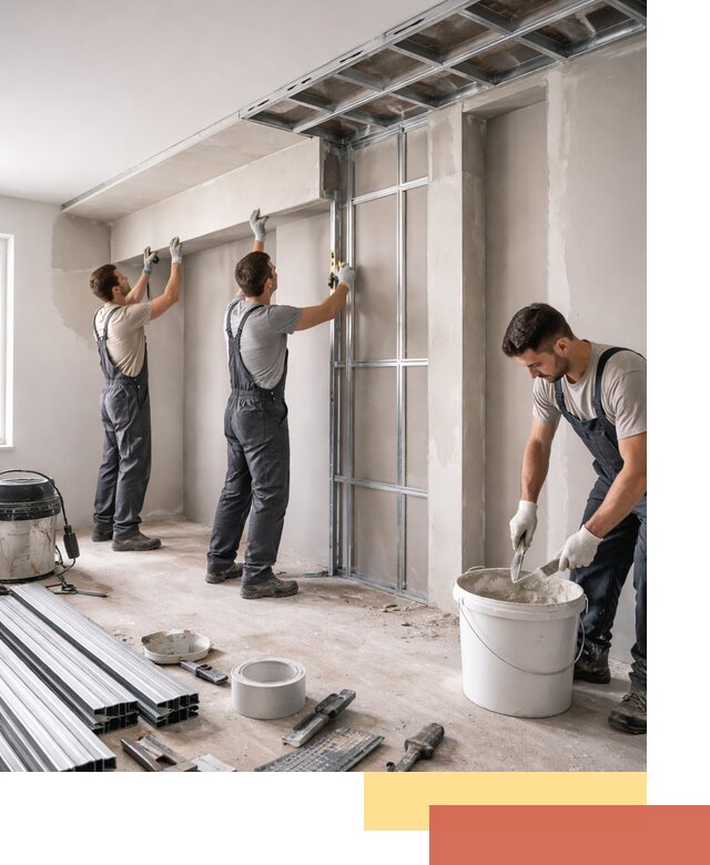 Монтаж потолка из гипсокартона с нишей в Нижневартовске