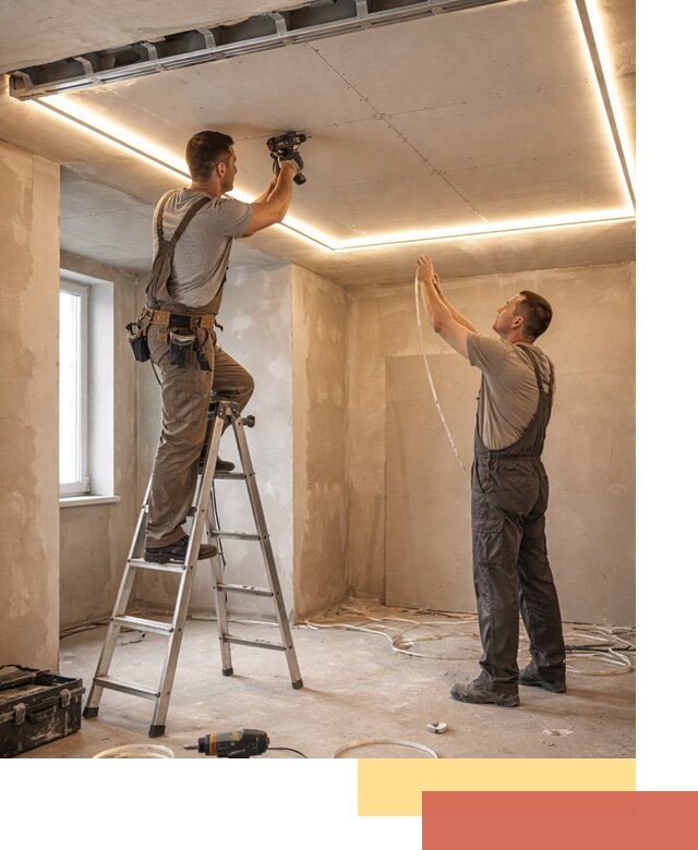 Потолок из гипсокартона с подсветкой в Нижневартовске